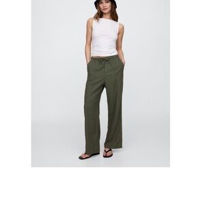 GAP Relaxed Drawstring Wide-Leg Pants - Olive green “thyme”